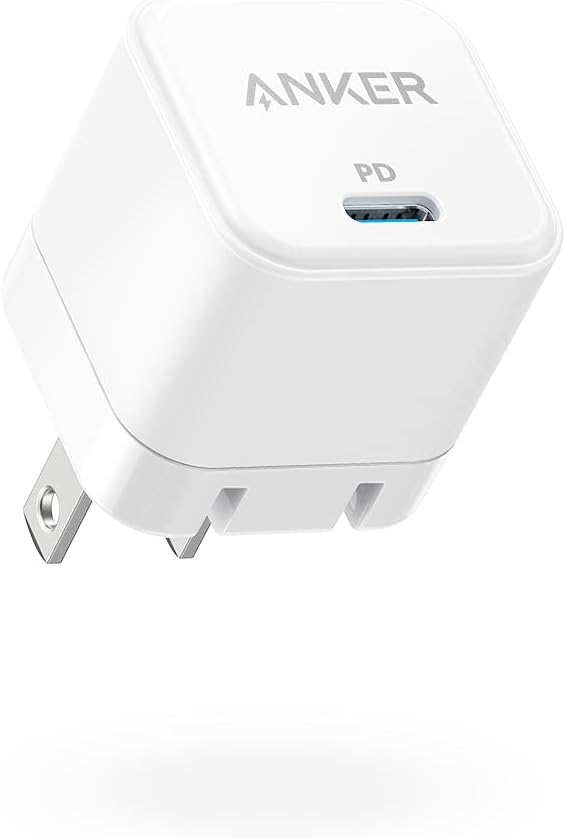 Anker USB C Charger, 20W Fast Charger Plug, PowerPort III 20W Cube Charger for iPhone 14,13,12 Charging Cable is not included
