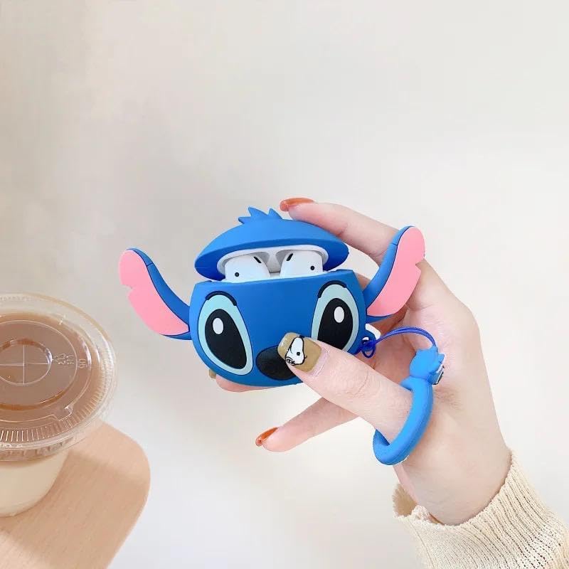 AirPods Pro 2 Case Soft Silicone Shockproof Cover for Apple, New 3D Cute Cartoon Creative Fun Case (stitch blue)
Souq Store