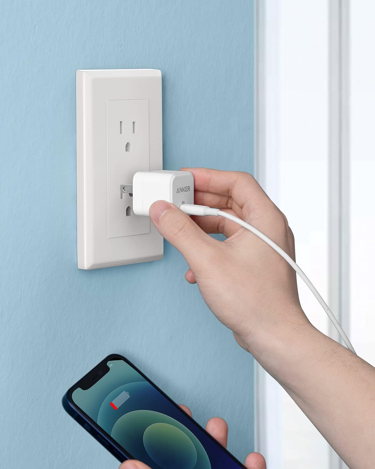 Anker USB C Charger, 20W Fast Charger Plug, PowerPort III 20W Cube Charger for iPhone 14,13,12 Charging Cable is not included