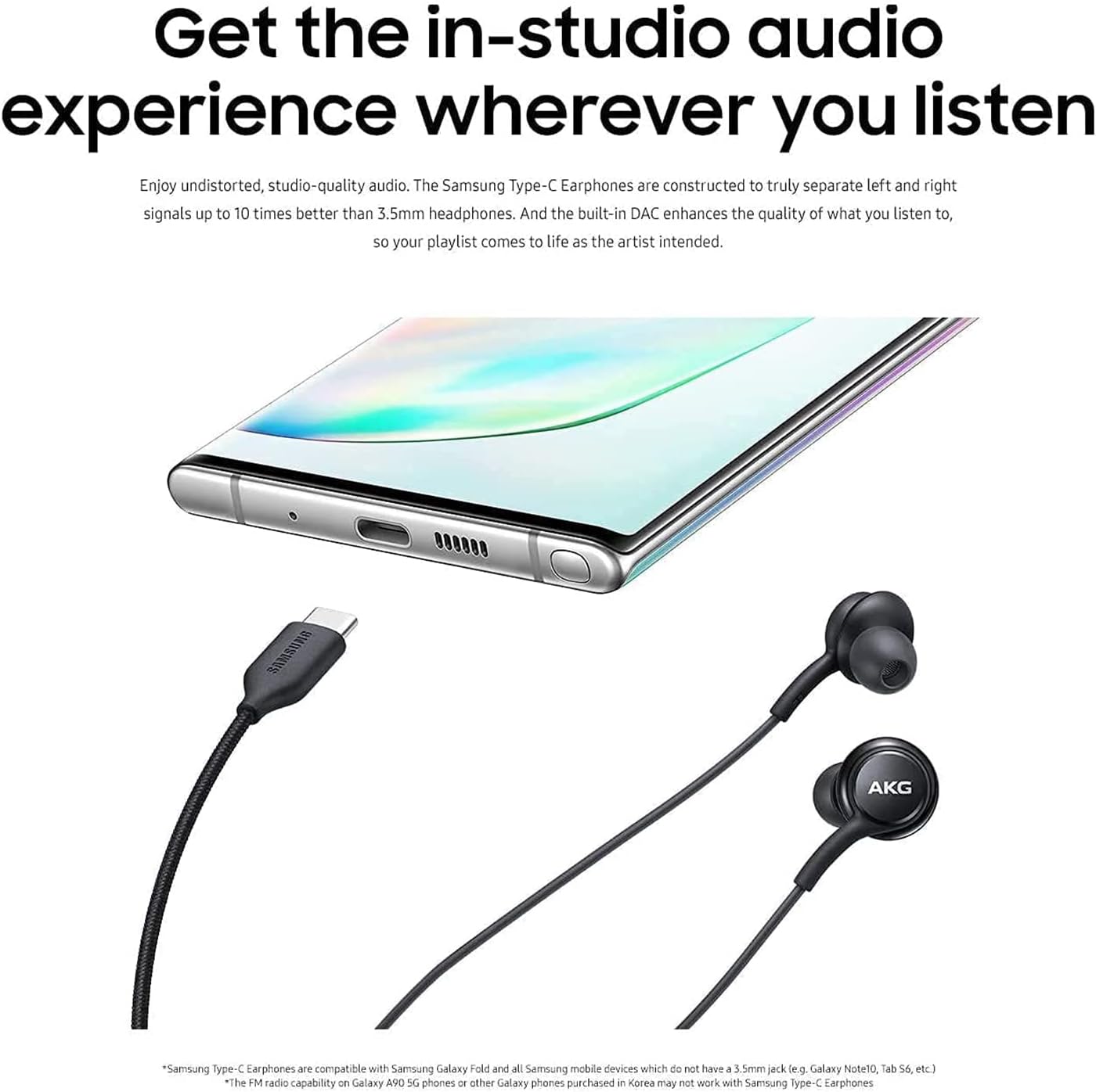 Earbuds Stereo for Samsung Galaxy S22 S21 Ultra 5G, Galaxy S20 FE, Galaxy S10, S9 Plus, Note 10+, AKG Type - C Connector