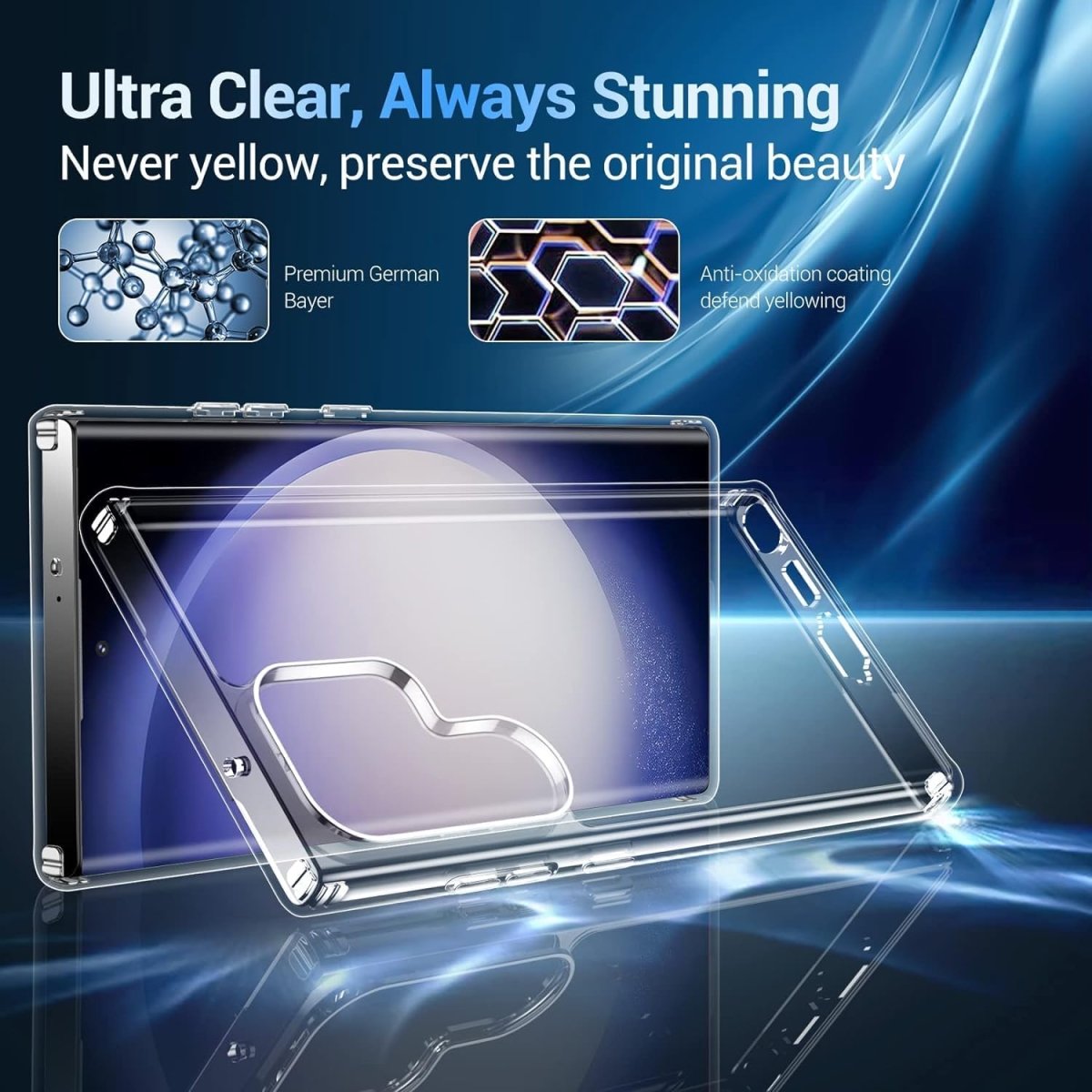 Gear4 Protective Shock Absorption Bumper Transparent soft Armor Case For Samsung Galaxy S24 Ultra 5G (Clear)