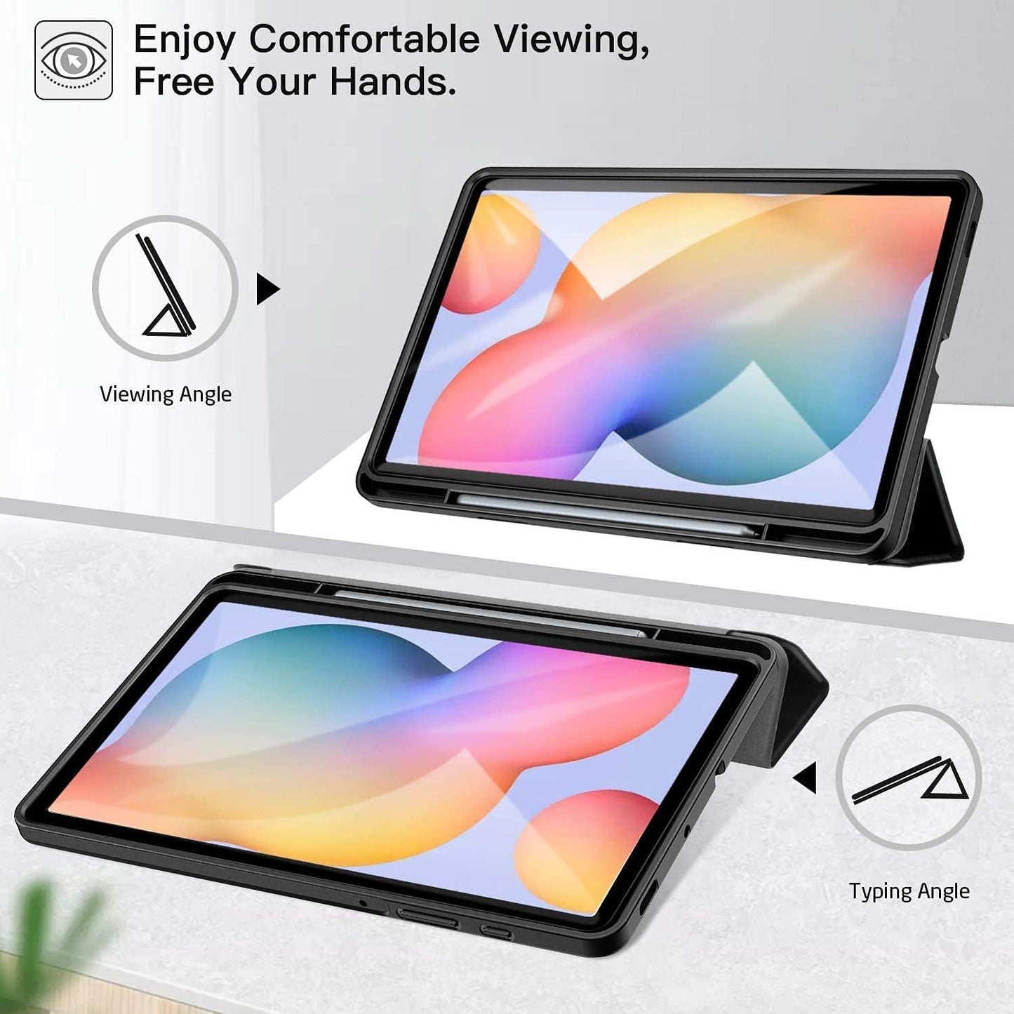 Case for Samsung Galaxy Tab S6 Lite 10.4 2024/2022/2020, Ultra Thin Lightweight Smart Cover, with Pen Holder, with Auto Sleep/Wake Function, for Galaxy Tab S6 Lite 10.4 Inch Tablet, Black