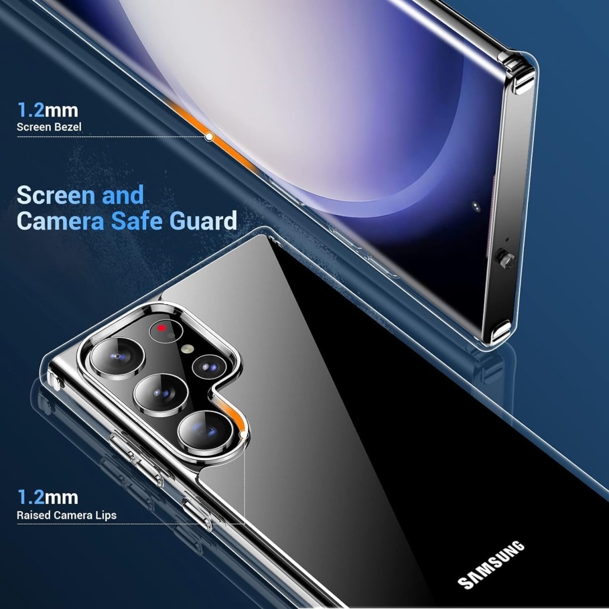 Gear4 Protective Shock Absorption Bumper Transparent soft Armor Case For Samsung Galaxy S24 Ultra 5G (Clear)