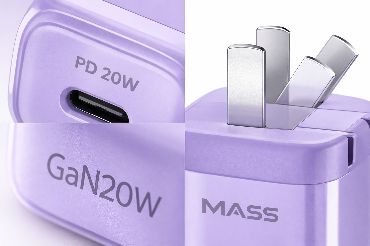 Mass USB-C Charger 20W Fast Charger with Foldable Plug, Model: MA-HC12 PowerPort III 20W Cube Charger for iPhone 14/14 Plus/14 Pro/14 Pro Max/13, Galaxy, Pixel 4/3, iPad/iPad Mini, Blue - 1 Year Local Warranty