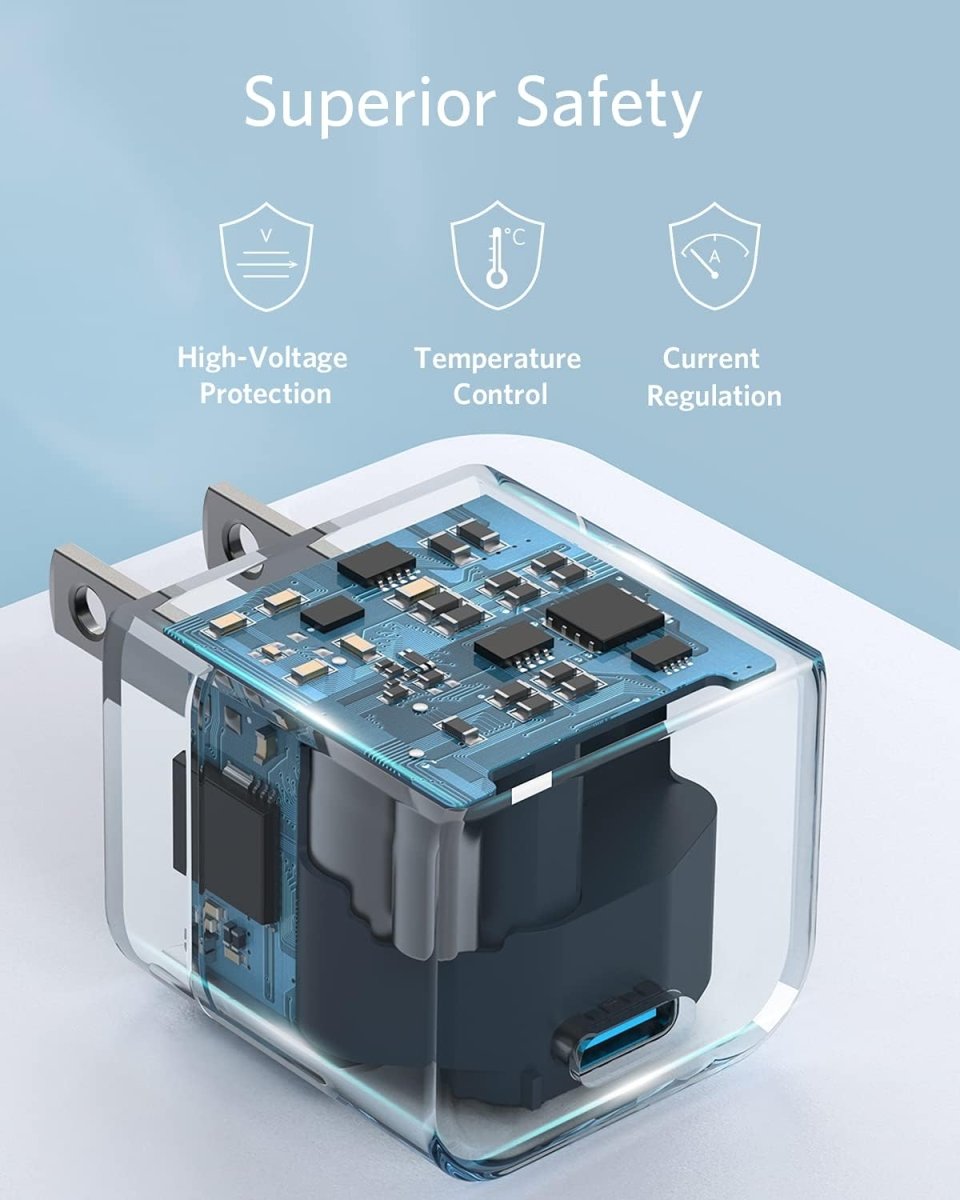 Anker USB C Charger, 20W Fast Charger Plug, PowerPort III 20W Cube Charger for iPhone 14,13,12 Charging Cable is not included
