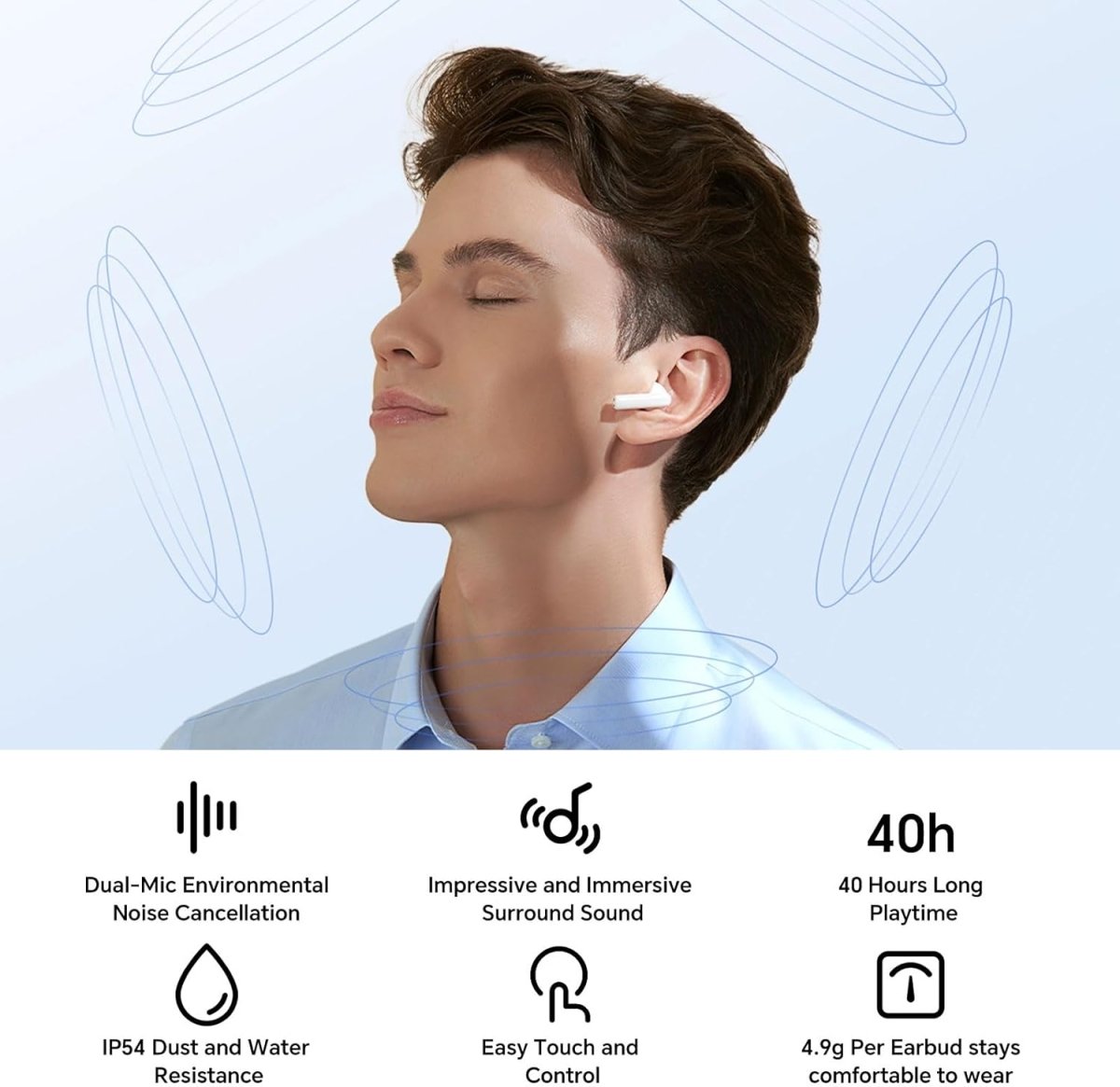 HONOR CHOICE X7i Hybrid Active Noise Cancelling Earbuds with 45dB,Waterproof Wireless Bluetooth Ear Buds,in - Ear Earphones with AI Clear Call Mics,40H Playtime,Bass Stereo for iPhone,Android,Pad - White