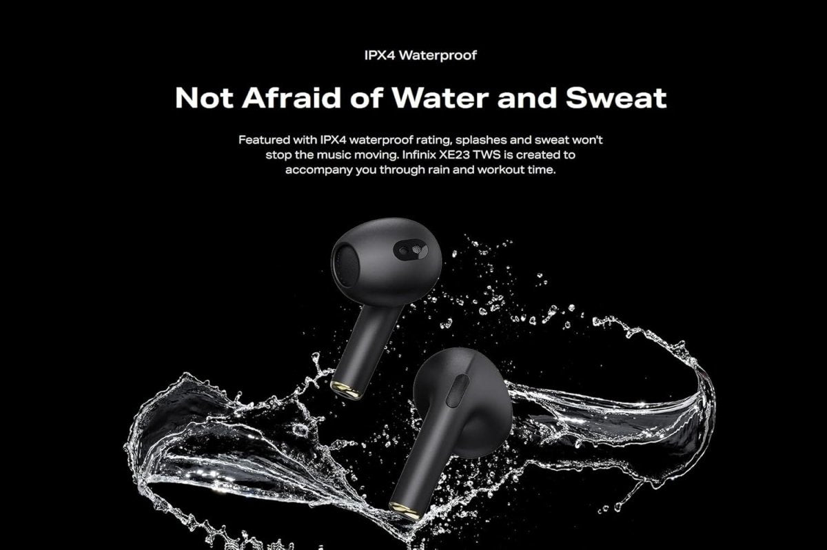 Infinix XE23 True Wireless Earbuds with Bluetooth 5.0, Deep Bass, Touch Control, 36H Playtime, IPX5 Waterproof, Noise Reduction – In - Ear Earbuds with Charging Case
