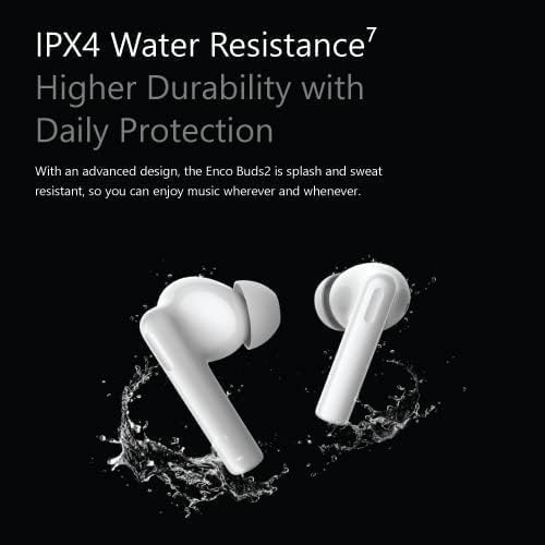 OPPO Enco Buds2 - Wireless Headphones, Fast Charging, Sweatproof, Large Capacity Battery, White Headset Wireless Earbuds
