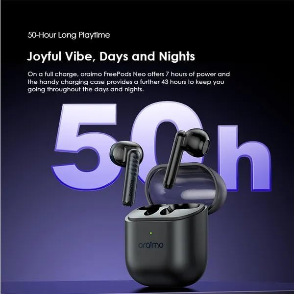 Oraimo FreePods Neo ENC Wireless Earbuds OTW - 330S Bluetooth TWS Earphone with APP Control,50h Play Time, Anifast Fast Charging,in - Ear Earbuds with Sound 360 Spatial Audio Speed Black