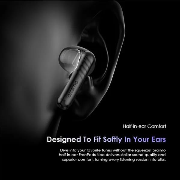 Oraimo FreePods Neo ENC Wireless Earbuds OTW - 330S Bluetooth TWS Earphone with APP Control,50h Play Time, Anifast Fast Charging,in - Ear Earbuds with Sound 360 Spatial Audio Speed Black
