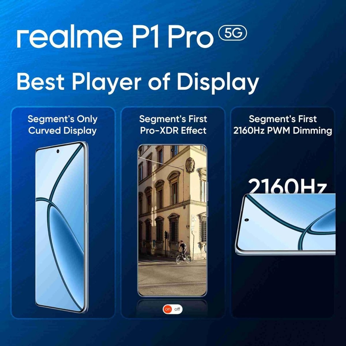 Realme P1 Pro 5G (Parrot Blue, 8GB RAM, 256GB Storage) | Up to 16 GB Dynamic RAM | Snapdragon 6 Gen 1 Processor | 6.7" Curved AMOLED Display | 50MP + 8MP | 16MP Front Camera | IP65 Water Resistance