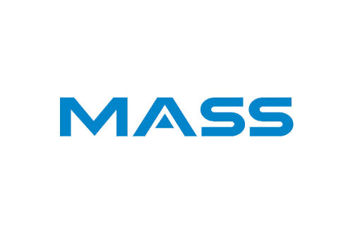 Blue 'MASS' logo on a white background