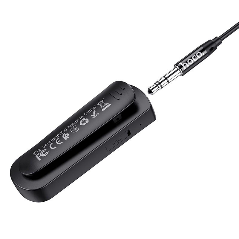 Hoco E52 Euphony Wireless Bluetooth Audio Receiver with Earphone and Microphone - Black