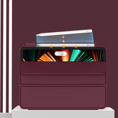 Case for New iPad Pro 12.9 Inch Case 2022/2021/2020(6th/5th/4th Gen) with Pencil Holder,Smart iPad Case [Support Touch ID and Auto Wake/Sleep] with Auto 2nd Gen Pencil Charging (Wine)