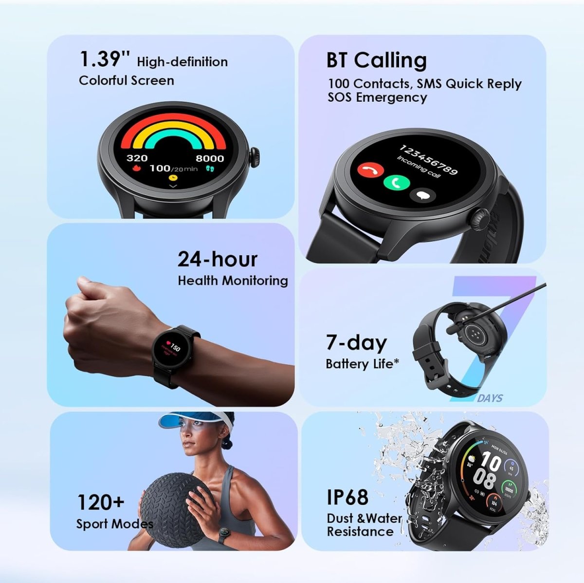 Oraimo Watch 2R Bluetooth Calling Smart Watch for Men and Women,1.39"HD Smart Fitness Watch with Stepping Meter Heart Rate Monitor,120+ Sports Modes & Quickly Reply SMS, Local Warranty
