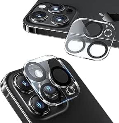 Full Camera Lens Protection Cover Compatible with iPhone (15/15pro/15pro max) Black Edge Tempered Glass Full Protection