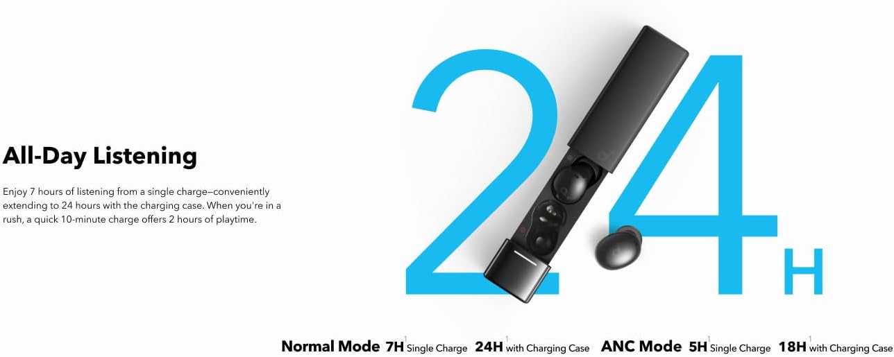 Anker Soundcore A30i Headphones, Noise Isolating Earbuds, Sleek Compact Design, Smart NC, Clear Sound, 24H Playtime, IP54, Wireless, Bluetooth Compatible with All Phones. 18 Months Warranty