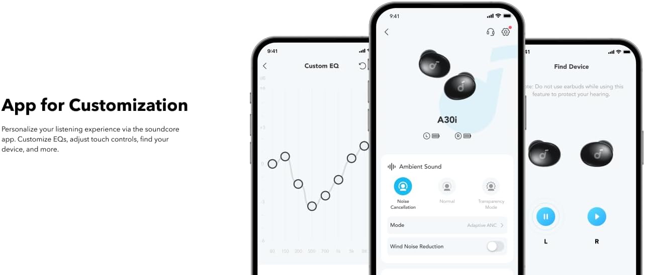 Anker Soundcore A30i Headphones, Noise Isolating Earbuds, Sleek Compact Design, Smart NC, Clear Sound, 24H Playtime, IP54, Wireless, Bluetooth Compatible with All Phones. 18 Months Warranty