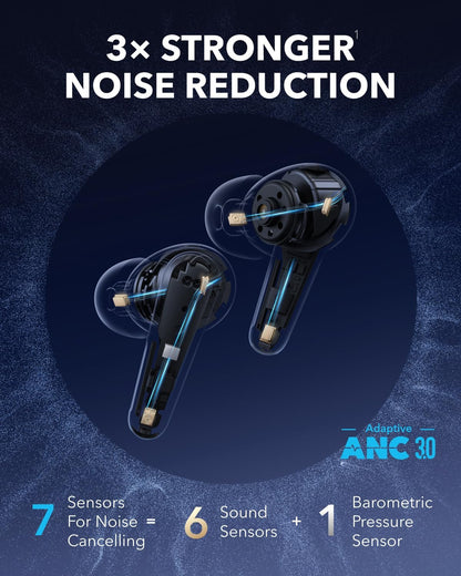 Soundcore Liberty 4 Pro by Anker, Noise Cancelling Wireless Earbuds, 7-Sensor and Real-Time Adaptive Noise Cancelling, Clear Calls with 9 Mics and AI -18 Months Warranty