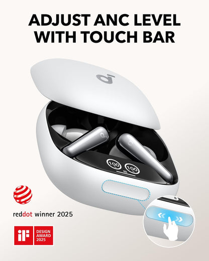 Soundcore Liberty 4 Pro by Anker, Noise Cancelling Wireless Earbuds, 7-Sensor and Real-Time Adaptive Noise Cancelling, Clear Calls with 9 Mics and AI -18 Months Warranty