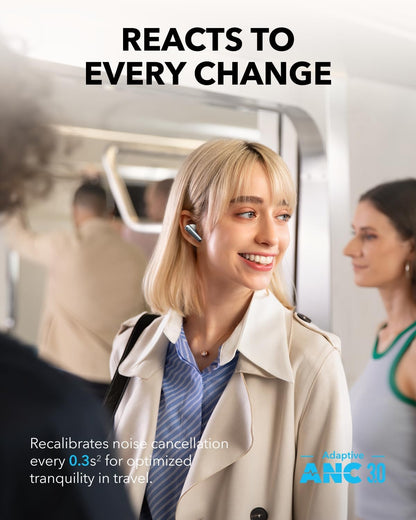 Soundcore Liberty 4 Pro by Anker, Noise Cancelling Wireless Earbuds, 7-Sensor and Real-Time Adaptive Noise Cancelling, Clear Calls with 9 Mics and AI -18 Months Warranty