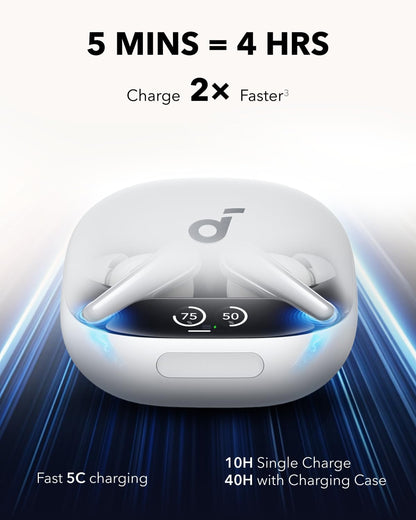 Soundcore Liberty 4 Pro by Anker, Noise Cancelling Wireless Earbuds, 7-Sensor and Real-Time Adaptive Noise Cancelling, Clear Calls with 9 Mics and AI -18 Months Warranty