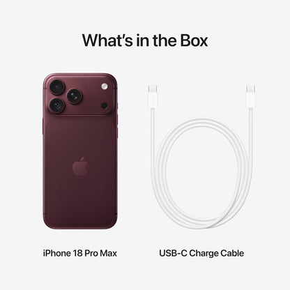 Apple iPhone 18 Pro Max 256 GB: – Burgundy Apple iPhone 18 Pro Max 256 GB: – Burgundy | 6.9-inch Super Retina XDR Display with ProMotion, All-Day Battery Life, 48MP Fusion Main Camera with Variable Aperture - 24 Months Local Warranty