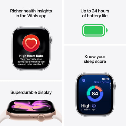 Apple Watch Series 11 GPS 46mm Smartwatch with Rose Gold Aluminium Case with Light Blush Sport Band S/M. Sleep Score, Fitness Tracker, Health Monitoring, Always-On Display, Water Resistant