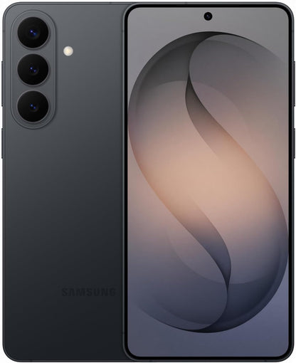 Samsung smartphone showing front and back on a white background