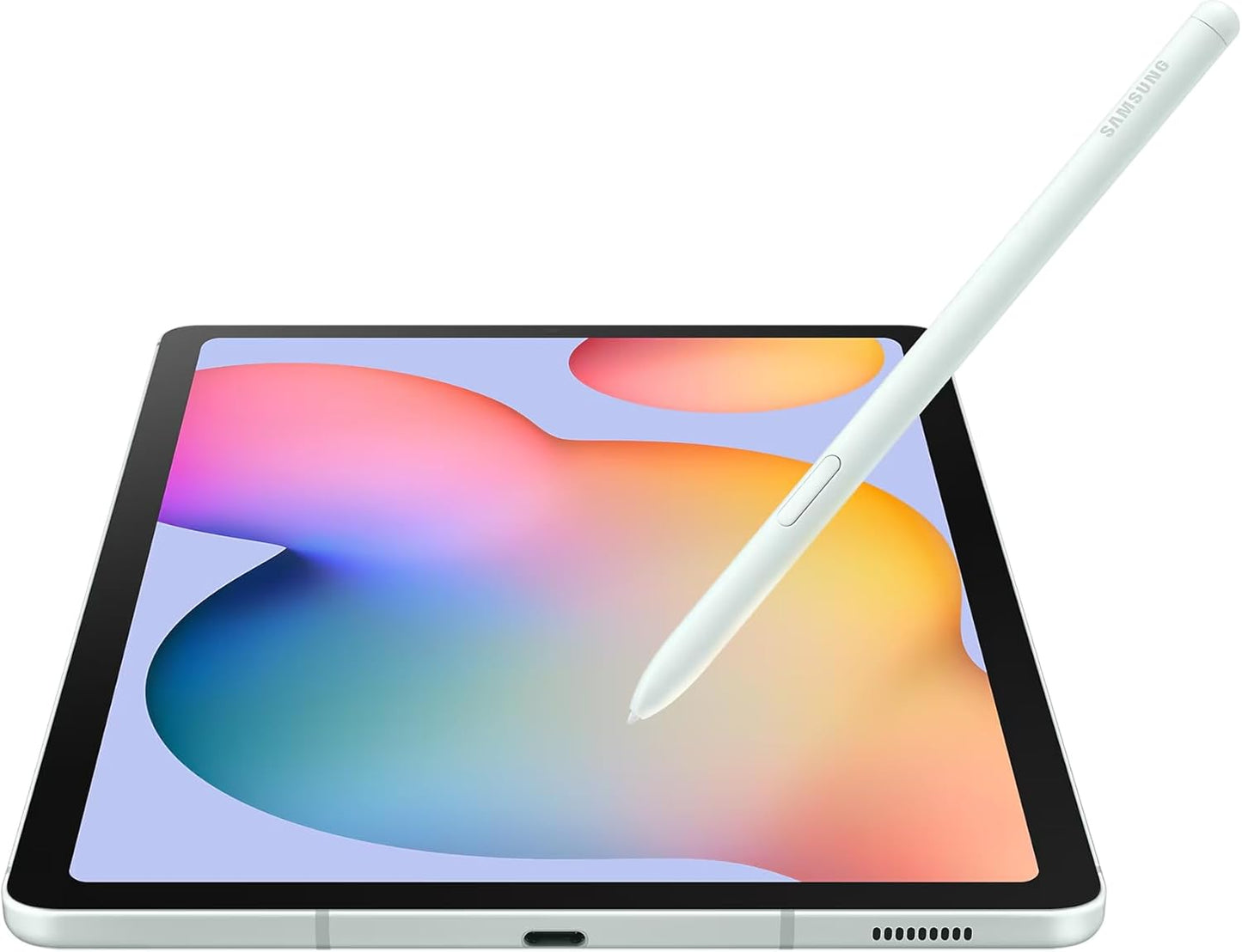 جهاز لوحي Samsung Galaxy Tab S6 Lite بمعالج ثماني النواة بسرعة 1.8 جيجاهرتز وسعة تخزين 64 جيجابايت وذاكرة وصول عشوائي 4 جيجابايت وواي فاي وقلم S بشاشة FHD مقاس 10.4 بوصة ونظام تشغيل أندرويد، لون أخضر - ضمان محلي لمدة عام