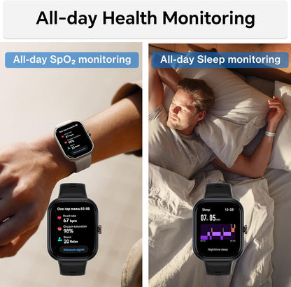 HONOR Choice D4 Smart Watch (BOT-WB01), 1.85'' HD Display, Heart Rate & SpO2 Monitoring, 120+ Workout Modes, IP68 Waterproof, Smart Notifications, Sleek Lightweight Design - Local Warranty