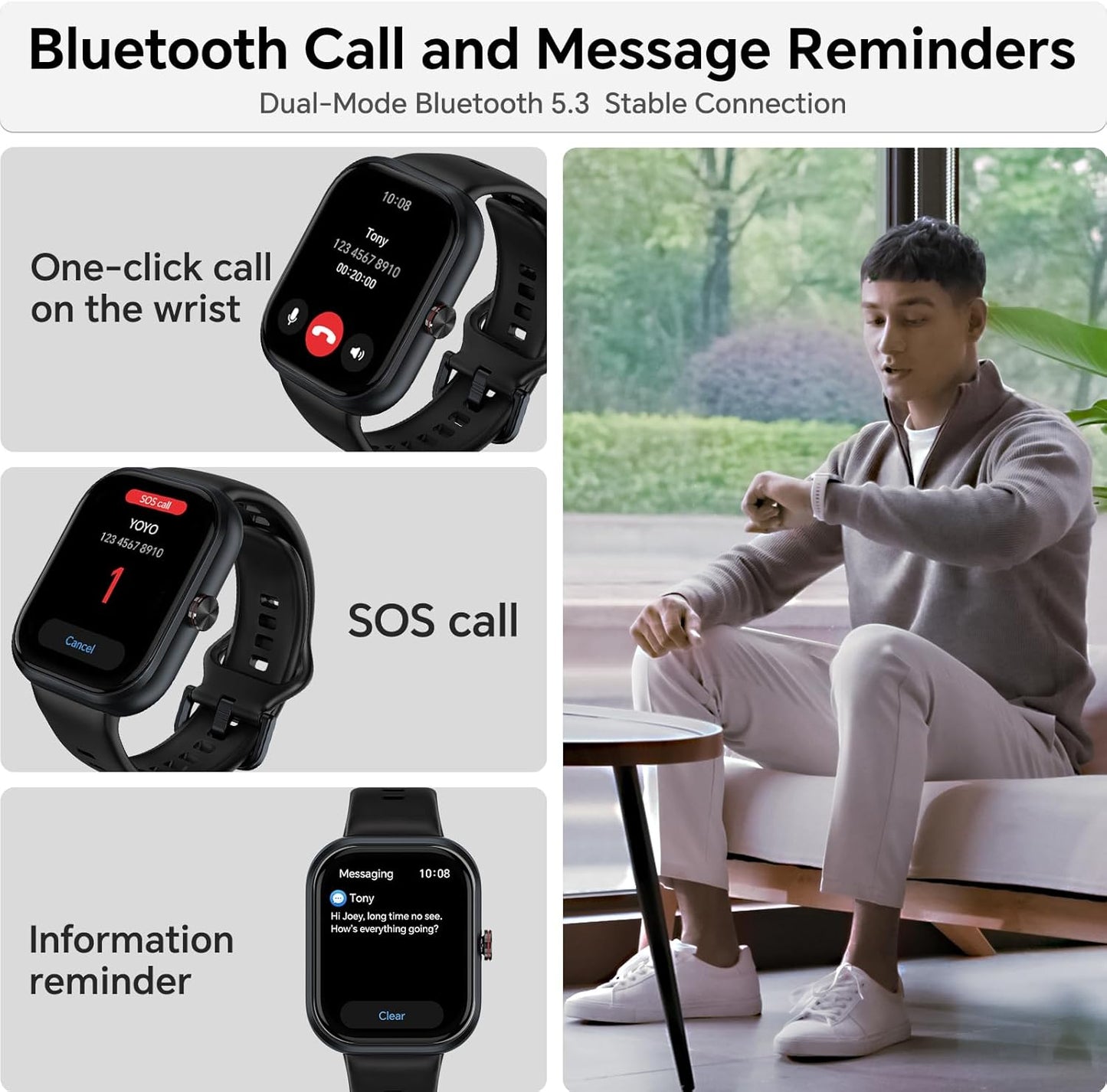 HONOR Choice D4 Smart Watch (BOT-WB01), 1.85'' HD Display, Heart Rate & SpO2 Monitoring, 120+ Workout Modes, IP68 Waterproof, Smart Notifications, Sleek Lightweight Design - Local Warranty