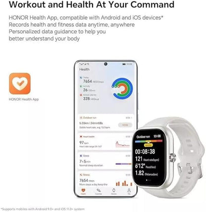 HONOR Choice D4 Smart Watch (BOT-WB01), 1.85'' HD Display, Heart Rate & SpO2 Monitoring, 120+ Workout Modes, IP68 Waterproof, Smart Notifications, Sleek Lightweight Design - Local Warranty