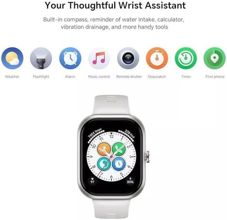 HONOR Choice D4 Smart Watch (BOT-WB01), 1.85'' HD Display, Heart Rate & SpO2 Monitoring, 120+ Workout Modes, IP68 Waterproof, Smart Notifications, Sleek Lightweight Design - Local Warranty