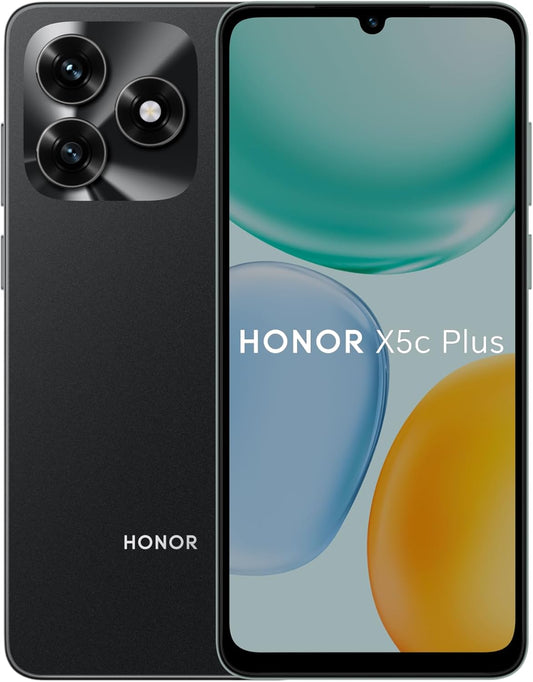 هاتف HONOR X5c Plus الذكي 4G، ذاكرة وصول عشوائي (RAM) 4 جيجابايت، ذاكرة تخزين (ROM) 128 جيجابايت، شريحتين، بطارية 5260 مللي أمبير، شاشة 6.74 بوصة 90 هرتز، كاميرا 50 ميجابكسل - نسخة الشرق الأوسط