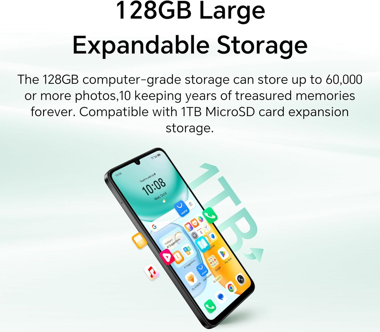 هاتف HONOR X5c Plus الذكي 4G، ذاكرة وصول عشوائي (RAM) 4 جيجابايت، ذاكرة تخزين (ROM) 128 جيجابايت، شريحتين، بطارية 5260 مللي أمبير، شاشة 6.74 بوصة 90 هرتز، كاميرا 50 ميجابكسل - نسخة الشرق الأوسط