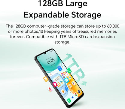 هاتف HONOR X5c Plus الذكي 4G، ذاكرة وصول عشوائي (RAM) 4 جيجابايت، ذاكرة تخزين (ROM) 128 جيجابايت، شريحتين، بطارية 5260 مللي أمبير، شاشة 6.74 بوصة 90 هرتز، كاميرا 50 ميجابكسل - نسخة الشرق الأوسط