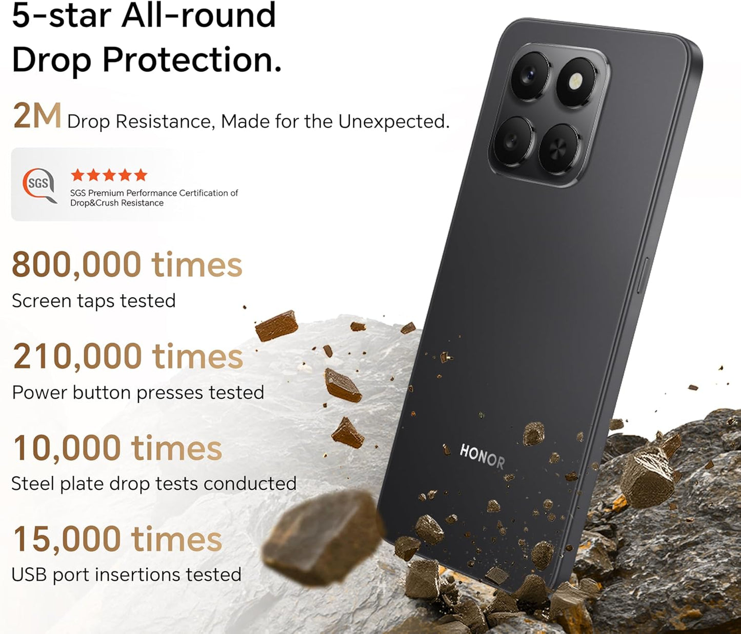 هاتف Honor X7d الذكي 8 جيجابايت رام، 256 جيجابايت سعة تخزين، بطارية 6500 مللي أمبير، سناب دراغون 685، كاميرا رئيسية 108 ميجابكسل، كاميرا سيلفي 8 ميجابكسل، شاشة 6.77 بوصة - ضمان محلي لمدة سنة