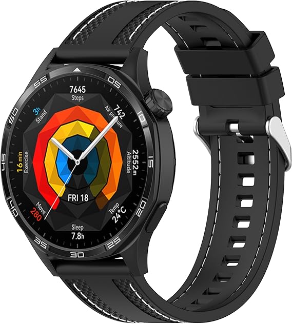 Huawei 22mm Rubber Strap Compatible with Huawei Watch GT 6 46mm/GT 6 Pro/GT5 46mm/GT 5 Pro/GT4 46mm/GT 3 Pro, Soft Durable Bracelet Nylon Silicone Replacement Band for Huawei Watch 4 Pro/Watch 3