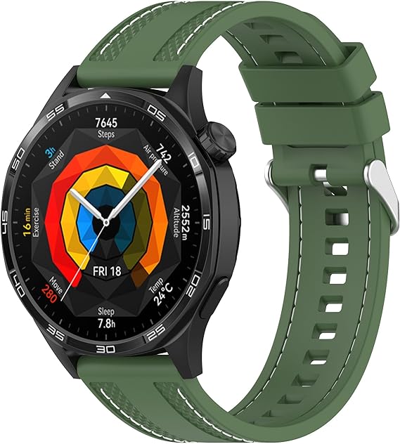 Huawei 22mm Rubber Strap Compatible with Huawei Watch GT 6 46mm/GT 6 Pro/GT5 46mm/GT 5 Pro/GT4 46mm/GT 3 Pro, Soft Durable Bracelet Nylon Silicone Replacement Band for Huawei Watch 4 Pro/Watch 3