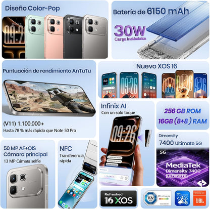 Infinix NOTE 60 5G Dual SIM Smartphone, 6.78 Inches 144Hz AMOLED Display, 8GB RAM, 256GB Storage, 50MP Rear Camera,13MP Front Camera, 6150mAh,- 24 Month Warranty
