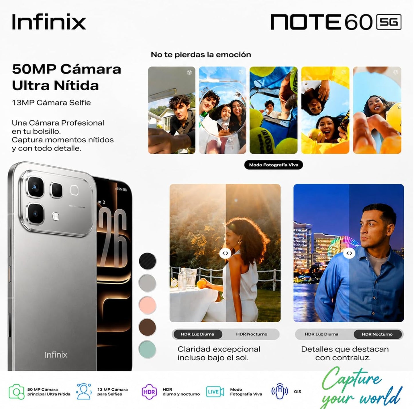 Infinix NOTE 60 5G Dual SIM Smartphone, 6.78 Inches 144Hz AMOLED Display, 8GB RAM, 256GB Storage, 50MP Rear Camera,13MP Front Camera, 6150mAh,- 24 Month Warranty