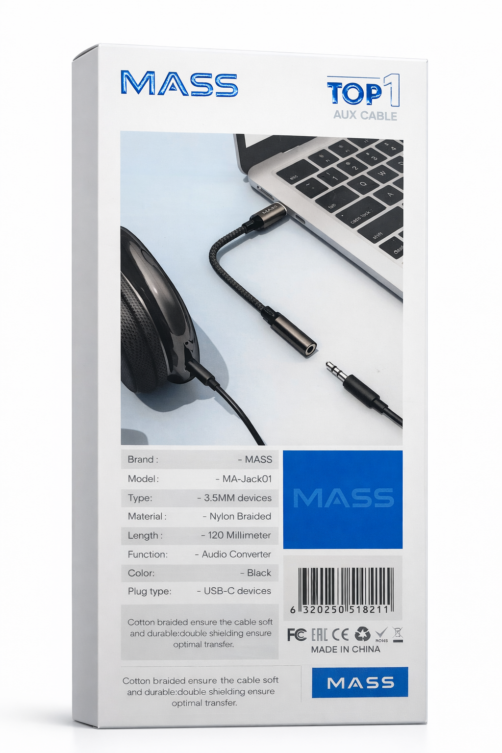 محول جاك سماعة رأس أنثى USB-C رقمي إلى 3.5 ملم، محول دونجل صوتي مساعد من النوع C موديل: MA-Jack01 يناسب الهواتف الذكية المتنوعة - أسود