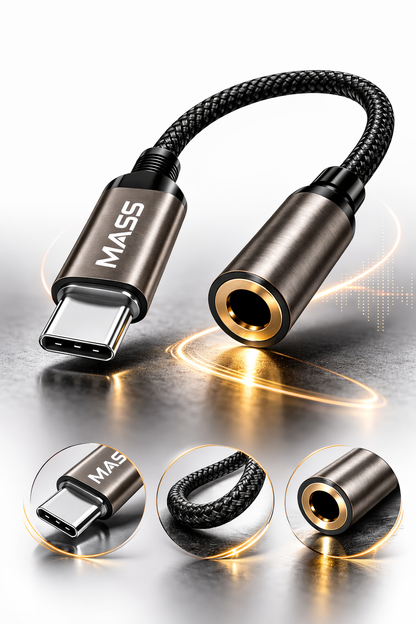 محول جاك سماعة رأس أنثى USB-C رقمي إلى 3.5 ملم، محول دونجل صوتي مساعد من النوع C موديل: MA-Jack01 يناسب الهواتف الذكية المتنوعة - أسود