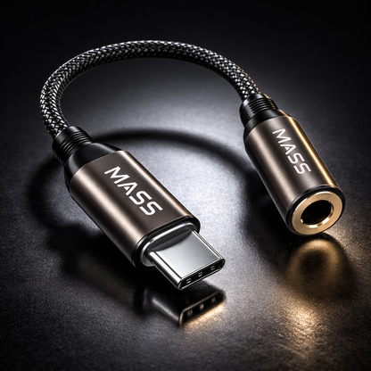 محول جاك سماعة رأس أنثى USB-C رقمي إلى 3.5 ملم، محول دونجل صوتي مساعد من النوع C موديل: MA-Jack01 يناسب الهواتف الذكية المتنوعة - أسود