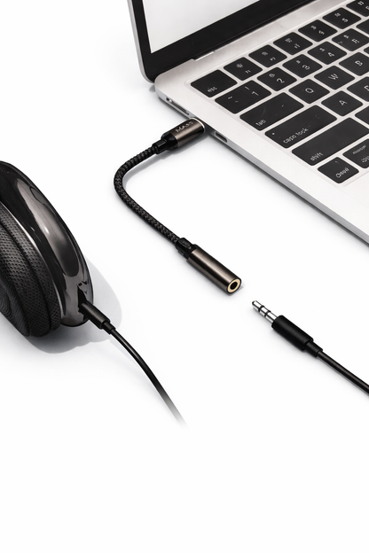 محول جاك سماعة رأس أنثى USB-C رقمي إلى 3.5 ملم، محول دونجل صوتي مساعد من النوع C موديل: MA-Jack01 يناسب الهواتف الذكية المتنوعة - أسود