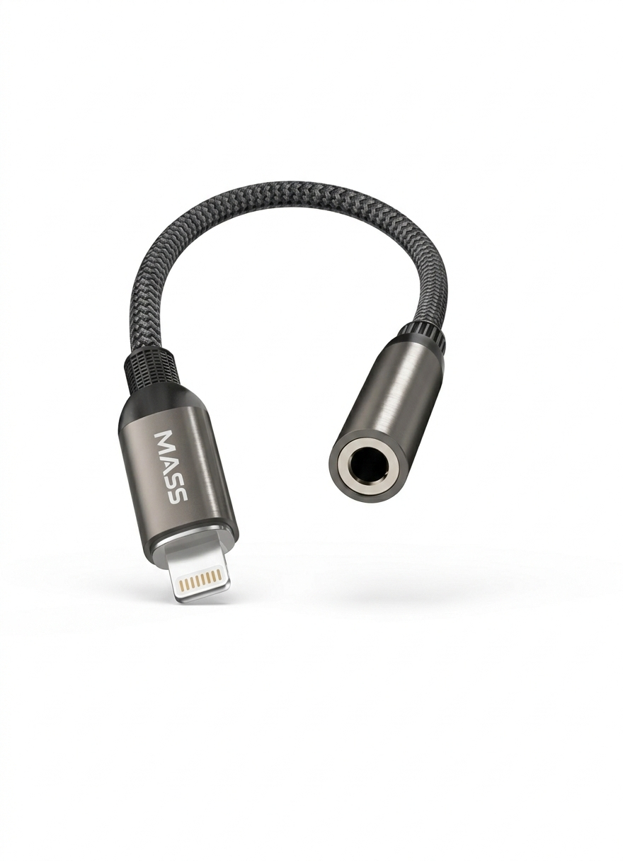 Mass product with braided cable on a white background