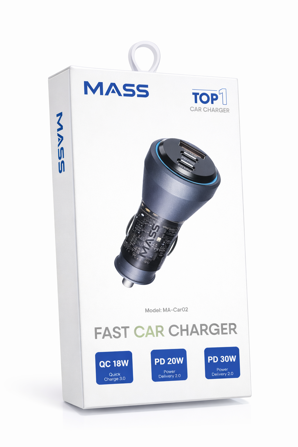 شاحن سيارة جماعي مع 3 منافذ USB شحن سريع PD 30W, PD 20W, QC 18W، موديل: MA-Car02 للهواتف الذكية والأجهزة اللوحية، أسود - ضمان محلي لمدة سنة واحدة