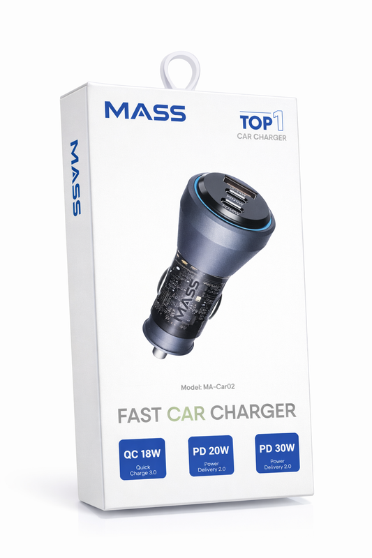 شاحن سيارة جماعي مع 3 منافذ USB شحن سريع PD 30W, PD 20W, QC 18W، موديل: MA-Car02 للهواتف الذكية والأجهزة اللوحية، أسود - ضمان محلي لمدة سنة واحدة