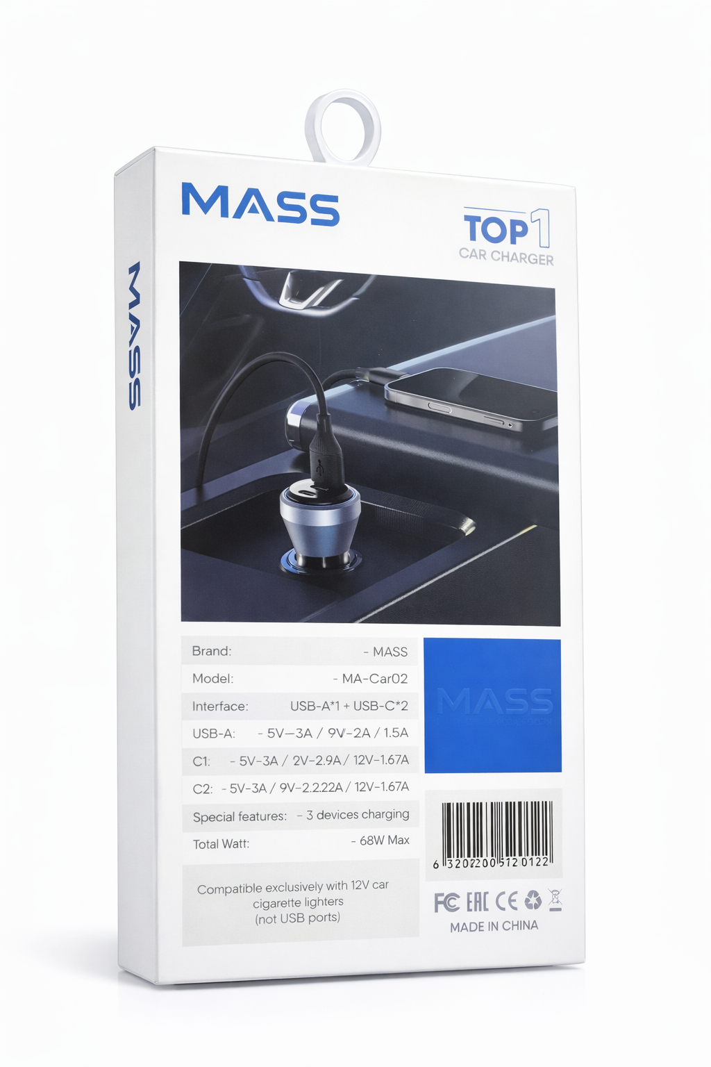 شاحن سيارة جماعي مع 3 منافذ USB شحن سريع PD 30W, PD 20W, QC 18W، موديل: MA-Car02 للهواتف الذكية والأجهزة اللوحية، أسود - ضمان محلي لمدة سنة واحدة